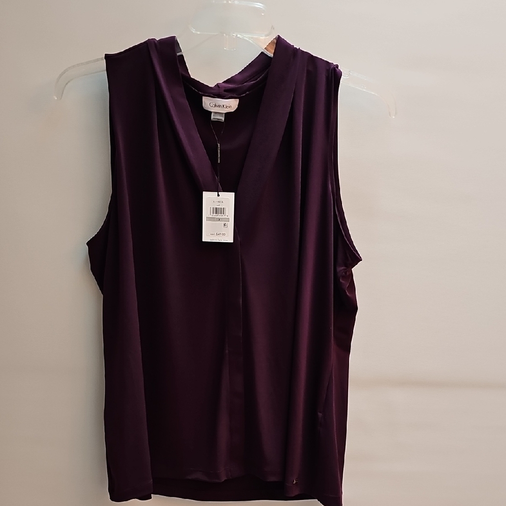 Calvin Klein Deep Purple Sleeveless Blouse